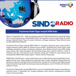 Transformasi Radio Trijaya menjadi SINDO Radio